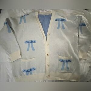 Miss Sparkling oversized blue bow cardigan